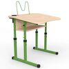 Парта Оптима з регульованим нахилом 3-6 р. гр. з вирізом під учня, стаканом та пюпітром 700x500, кольорове ДСП 