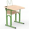 Парта 05 з регульованим нахилом 4-6 р. гр. з вирізом під учня, стаканом та пюпітром 600x500, кольорове ДСП 