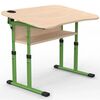 Парта Школяр ПО з регульованим нахилом 3-6 р. гр. з вирізом під учня та стаканом 700x500, кольорове ДСП 
