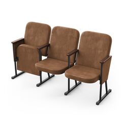 Крісло Темпо (3 секції, коричневий колір), Стійка: 115 (з кріпленням до підлоги), Фальшпанель на бічних стійках: Є 