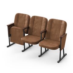 Кресло Аллегро (3 секции, коричневый цвет), Стойка: 115 (с креплением к полу), Фальшпанель на боковых стойках: Есть 