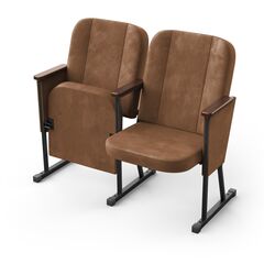 Кресло Аллегро (2 секции, коричневый цвет), Стойка: 115 (с креплением к полу), Фальшпанель на боковых стойках: Есть 