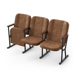 Крісло Алегро (3 секції, коричневий колір), Стійка: 115 (з кріпленням до підлоги), Фальшпанель на бічних стійках: Немає 