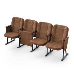 Кресло Аллегро (4 секции, коричневый цвет), Стойка: 115 (с креплением к полу), Фальшпанель на боковых стойках: Есть 