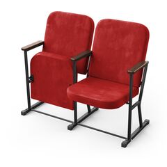 Кресло Темпо (2 секции, красный цвет), Стойка: 318 (без крепления к полу), Фальшпанель на боковых стойках: Нет 