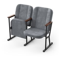 Крісло Алегро (2 секції, сірий колір), Стійка: 115 (з кріпленням до підлоги), Фальшпанель на бічних стійках: Немає 