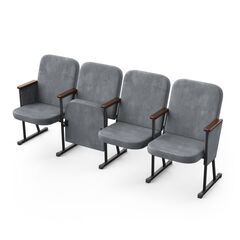 Крісло Темпо (4 секції, сірий колір), Стійка: 115 (з кріпленням до підлоги), Фальшпанель на бічних стійках: Є 