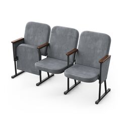 Крісло Темпо (3 секції, сірий колір), Стійка: 115 (з кріпленням до підлоги), Фальшпанель на бічних стійках: Є 