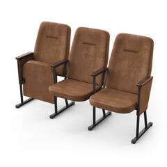 Крісло Акорд (3 секції, коричневий колір), Стійка: 115 (з кріпленням до підлоги), Фальшпанель на бічних стійках: Є 