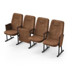 Кресло Аккорд (4 секции, коричневый цвет), Стойка: 115 (с креплением к полу), Фальшпанель на боковых стойках: Есть 