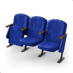 Кресло Лидер (3 секции, синий цвет), Стойка: 102 (с креплением к полу) 