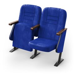 Крісло Овація (2 секції, синій колір), Стойка: 102 (с креплением к полу) 