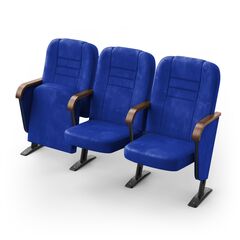 Кресло Овация (3 секции, синий цвет), Стійка: 103 (з кріпленням до підлоги) 