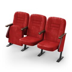 Кресло Овация (3 секции, красный цвет), Стойка: 102 (с креплением к полу) 