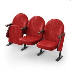 Крісло Опера (3 секції, червоний колір), Стійка: 102 (з кріпленням до підлоги) 