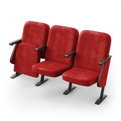 Кресло Соната (3 секции, красный цвет), Стойка: 102 (с креплением к полу) 