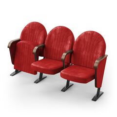 Крісло Опера (3 секції, червоний колір), Стійка: 103 (з кріпленням до підлоги) 