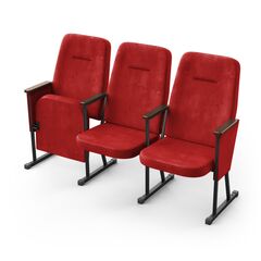 Крісло Акорд (3 секції, червоний колір), Стійка: 115 (з кріпленням до підлоги), Фальшпанель на бічних стійках: Є 
