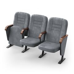 Кресло Овация (3 секции, серый цвет), Стійка: 103 (з кріпленням до підлоги) 