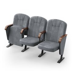 Крісло Ліра (3 секції, сірий колір), Стійка: 103 (з кріпленням до підлоги) 