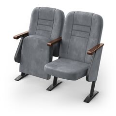 Крісло Овація (2 секції, сірий колір), Стійка: 102 (з кріпленням до підлоги) 