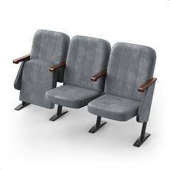 Кресло Соната (3 секции, серый цвет), Стойка: 102 (с креплением к полу) 