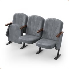 Кресло Лидер (3 секции, серый цвет), Стойка: 102 (с креплением к полу) 