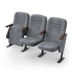 Кресло Овация (3 секции, серый цвет), Стійка: 102 (з кріпленням до підлоги) 