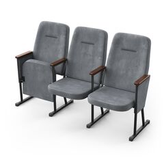 Крісло Акорд (3 секції, сірий колір), Стійка: 115 (з кріпленням до підлоги), Фальшпанель на бічних стійках: Є 