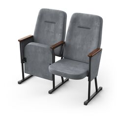 Крісло Акорд (2 секції, сірий колір), Стійка: 115 (з кріпленням до підлоги), Фальшпанель на бічних стійках: Є 