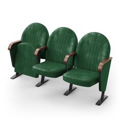 Крісло Опера (3 секції, зелений колір), Стійка: 103 (з кріпленням до підлоги) 