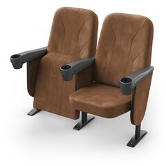 Кресло Дуэт (2 секции, коричневый цвет), Стойка: 111 (с креплением к полу) 