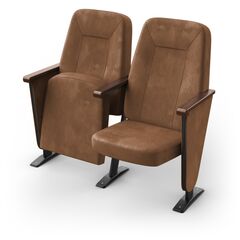 Кресло Браво (2 секции, коричневый цвет), Стойка: 110 (с креплением к полу) 