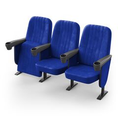 Крісло Бруклін (3 секції, синій колір), Стійка: 111 (з кріпленням до підлоги) 