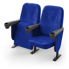 Кресло Соло (2 секции, синий цвет), Стойка: 111 (с креплением к полу) 