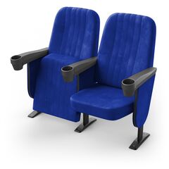 Крісло Бруклін (2 секції, синій колір), Стійка: 111 (з кріпленням до підлоги) 