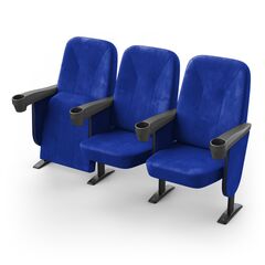 Кресло Соло (3 секции, синий цвет), Стойка: 111 (с креплением к полу) 