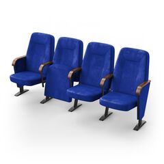 Крісло Браво (4 секції, синій колір), Стійка: 104 (з кріпленням до підлоги) 