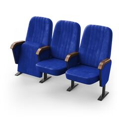 Крісло Бруклін (3 секції, синій колір), Стійка: 109 (з кріпленням до підлоги) 