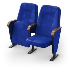 Крісло Браво (2 секції, синій колір), Стійка: 104 (з кріпленням до підлоги) 