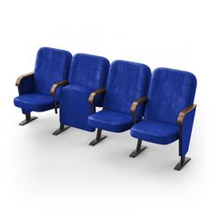 Крісло Колізей (4 секції, синій колір), Стійка: 104 (з кріпленням до підлоги) 