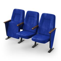 Кресло Скай (3 секции, синий цвет), Стойка: 110 (с креплением к полу) 