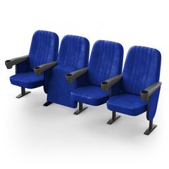 Крісло Бруклін (4 секції, синій колір), Стійка: 111 (з кріпленням до підлоги) 