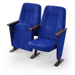 Кресло Скай (2 секции, синий цвет), Стойка: 110 (с креплением к полу) 