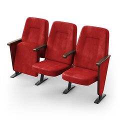 Кресло Скай (3 секции, красный цвет), Стойка: 110 (с креплением к полу) 