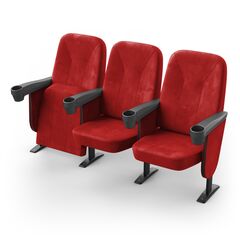 Кресло Соло (3 секции, красный цвет), Стойка: 111 (с креплением к полу) 