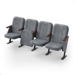 Крісло Соната (4 секції, сірий колір), Стійка: 102 (з кріпленням до підлоги) 