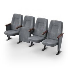 Кресло Скай (4 секции, серый цвет), Стойка: 110 (с креплением к полу) 