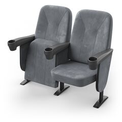 Кресло Соло (2 секции, серый цвет), Стойка: 111 (с креплением к полу) 