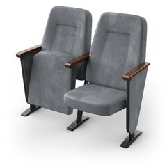 Кресло Скай (2 секции, серый цвет), Стойка: 110 (с креплением к полу) 